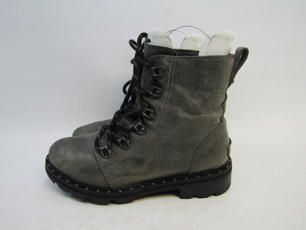 Sorel Womens Size 6.5 M Gray Leather Laces Ankle Fashion Boots Bootie